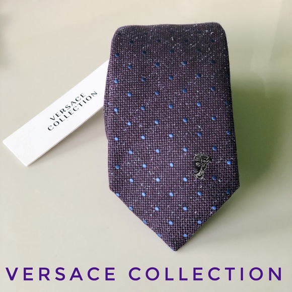 Versace Other - NWT Versace Collection Purple Blue Polka Dot Tie